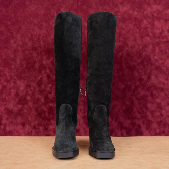 Stuart Weitzman Women Bethany Black Suede Square Toe Zip Fashion Boots sz 7 - Picture 4 of 10